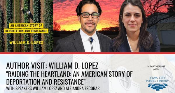 Image shows front cover of a book and portrait photos of a man wearing glasses and a woman with shoulder length brown hair