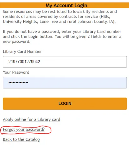 How do I reset my password or PIN? | Iowa City Public Library