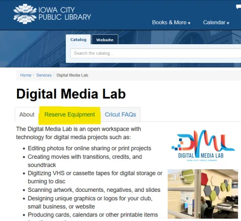 Reserve equipment in the Digital Media Lab | Iowa City Public Library